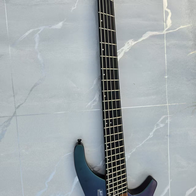 Headless 5-String Multiscale Fanned-Fret Bass Guitar with Gloss Color-Shifting Finish (LYM-299)