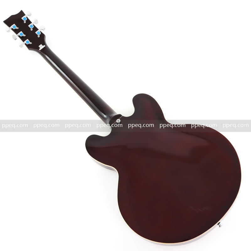 6-String ES-Style Semi-Hollow Body Electric Guitar with Spalted Maple Veneer Top (HY-2507)