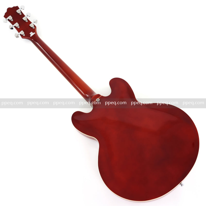 6-String ES-Style Semi-Hollow Body Electric Guitar with Sunburst Gloss Finish (HY-2502)