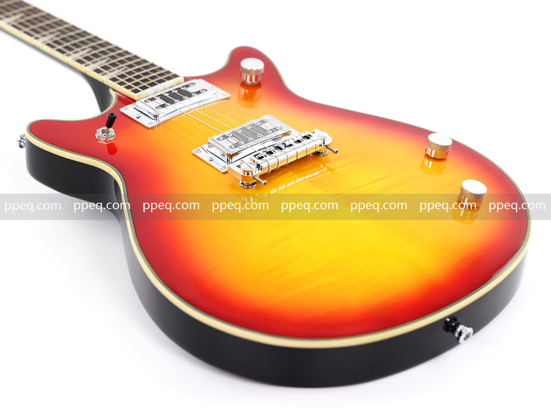 6-String Gloss Finish Electric Guitar with Flamed Maple Veneer Top (HY-2504)