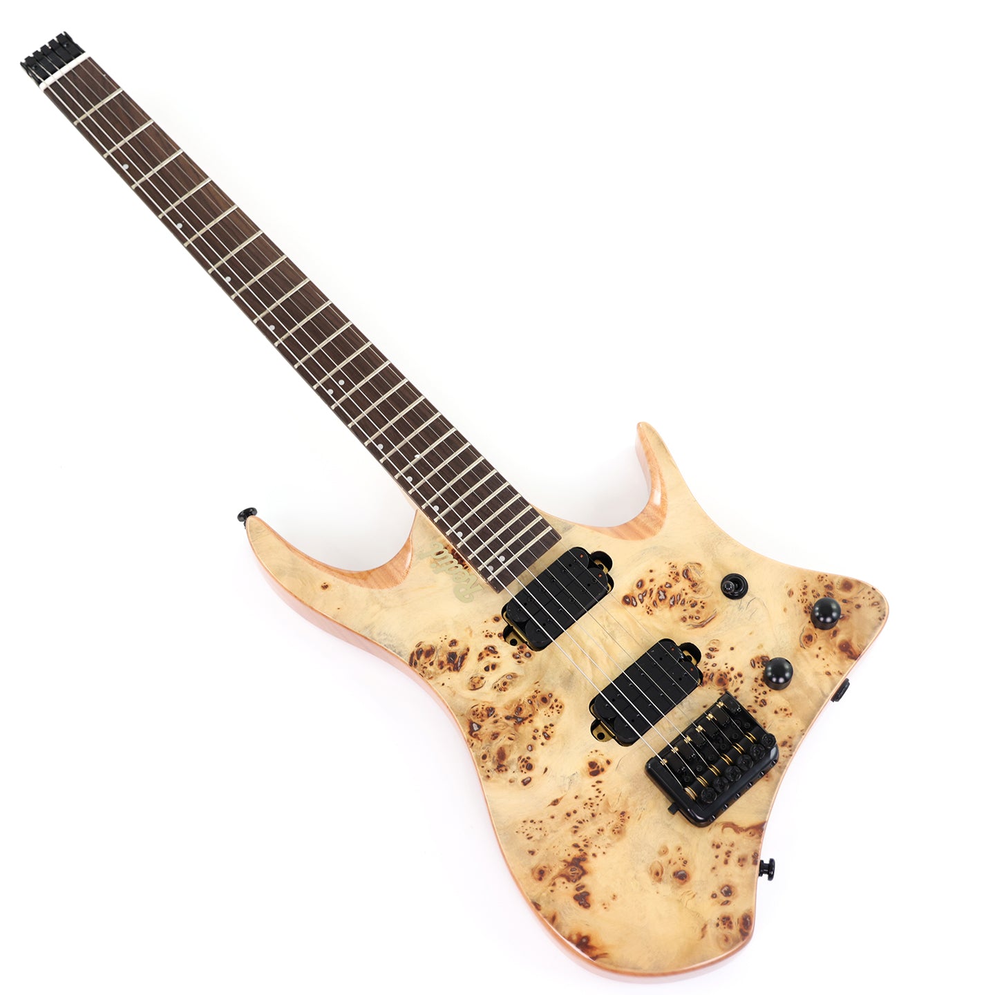 6-String Headless Electric Guitar with Burl Maple Veneer Top (YY