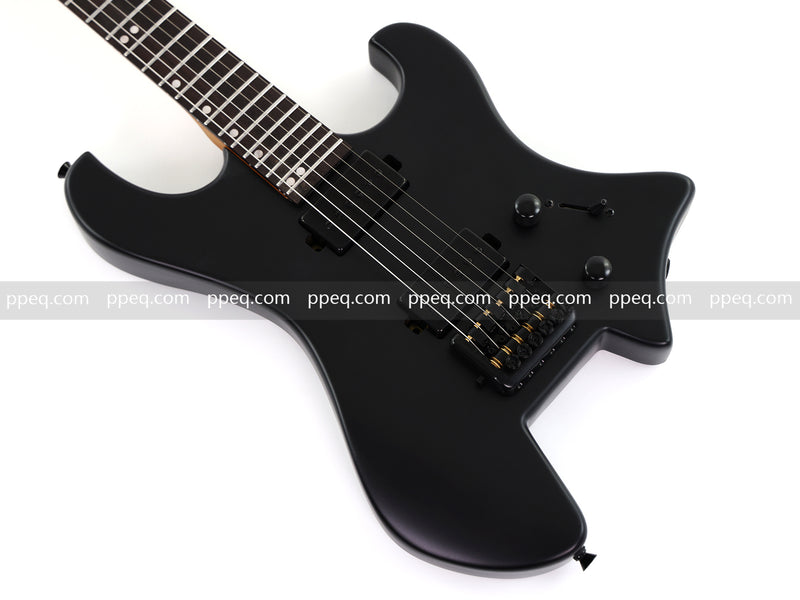 6-String Headless Electric Guitar with Matte Dark Black Finish (HY-2543)