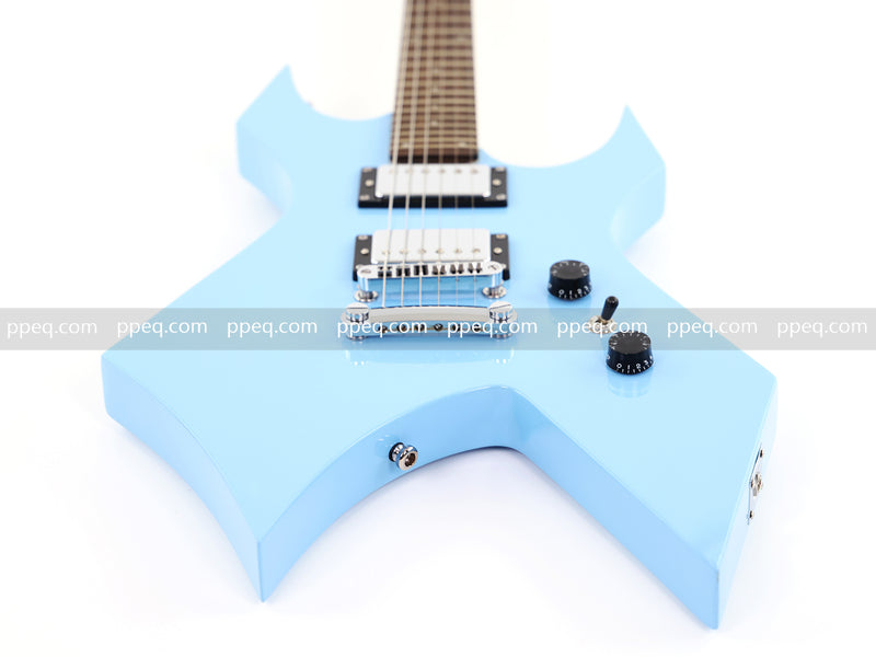 6-String Pastel Blue Gloss Finish Electric Guitar (HY-2501)