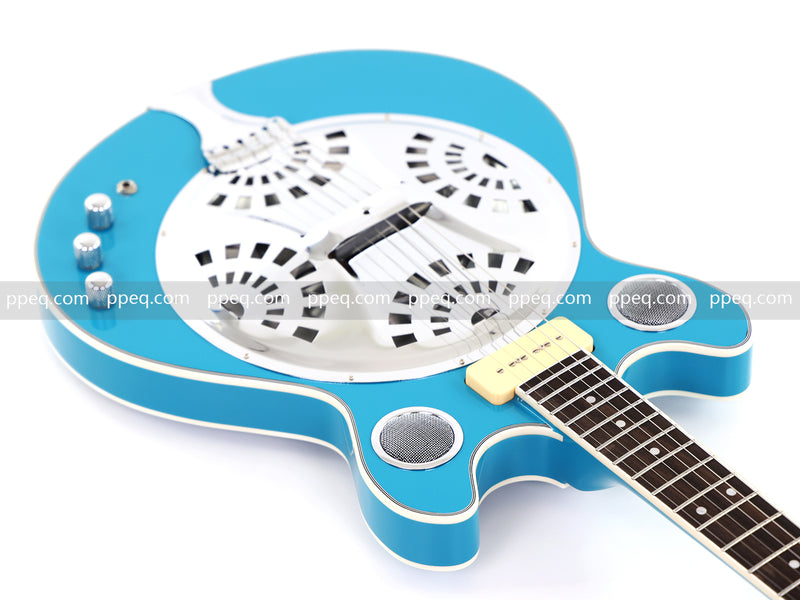 6-String Resonator Electric Guitar with Gloss Turquoise Blue Finish (HY-2545)