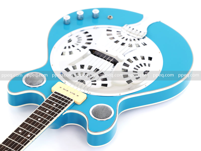 6-String Resonator Electric Guitar with Gloss Turquoise Blue Finish (HY-2545)