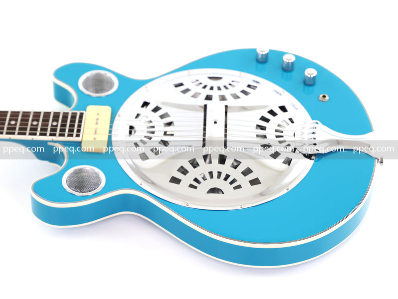 6-String Resonator Electric Guitar with Gloss Turquoise Blue Finish (HY-2545)