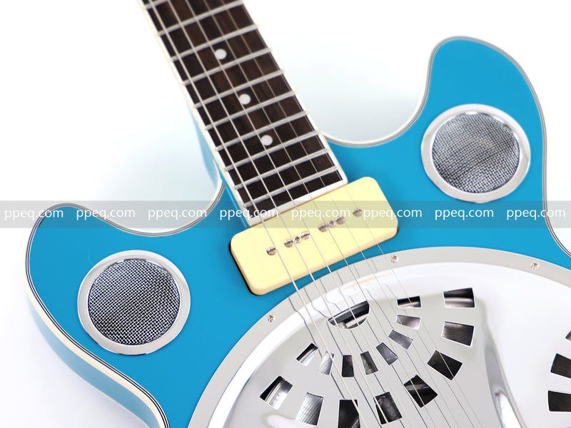 6-String Resonator Electric Guitar with Gloss Turquoise Blue Finish (HY-2545)