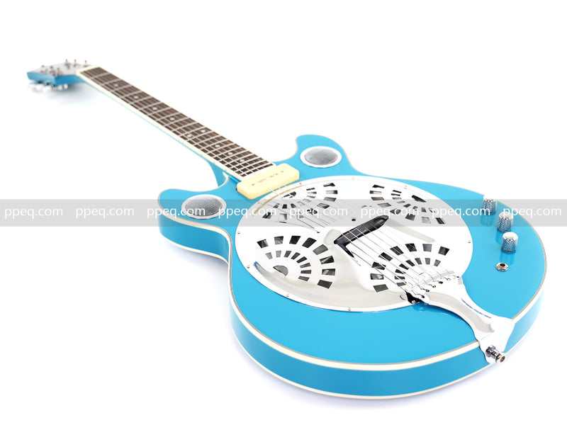 6-String Resonator Electric Guitar with Gloss Turquoise Blue Finish (HY-2545)