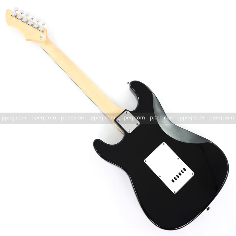 6-String ST-Style Electric Guitar with Gloss Black Finish (PHY-161F, Fast Shipping, Tariff-free)
