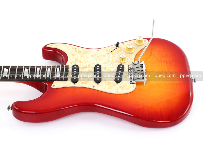 6-String ST-Style Neck-Through Electric Guitar with Gloss Cherry Sunburst Finish (11759, Limited Edition)