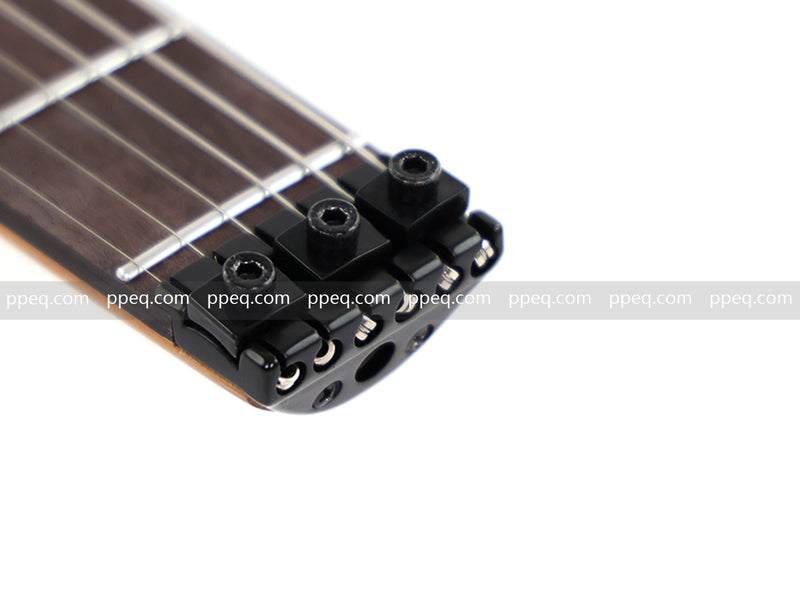 6-String Solid Body Headless Electric Guitar with Matte Dark Cherry Red Finish (HY-2542)