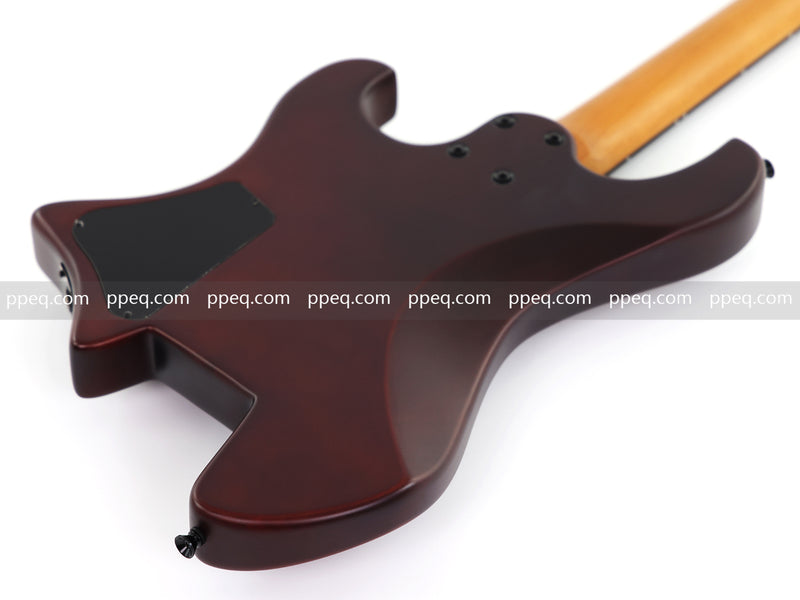 6-String Solid Body Headless Electric Guitar with Matte Dark Cherry Red Finish (HY-2542)
