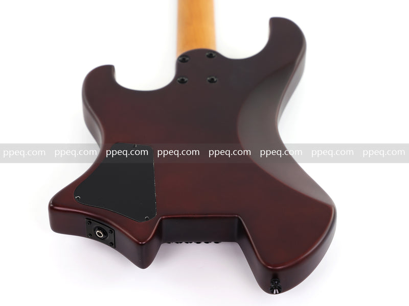 6-String Solid Body Headless Electric Guitar with Matte Dark Cherry Red Finish (HY-2542)