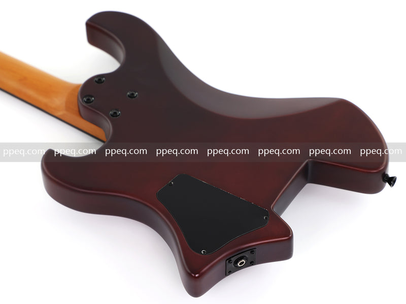 6-String Solid Body Headless Electric Guitar with Matte Dark Cherry Red Finish (HY-2542)