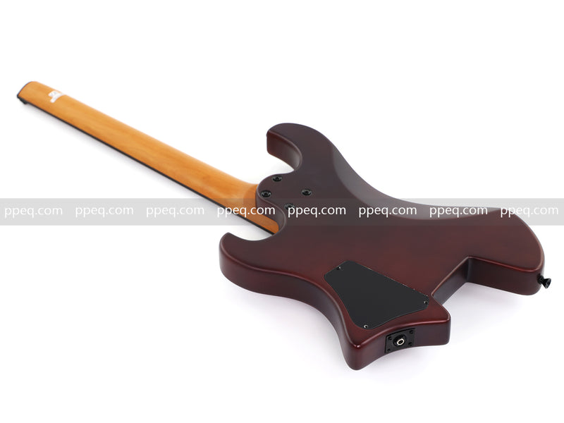 6-String Solid Body Headless Electric Guitar with Matte Dark Cherry Red Finish (HY-2542)