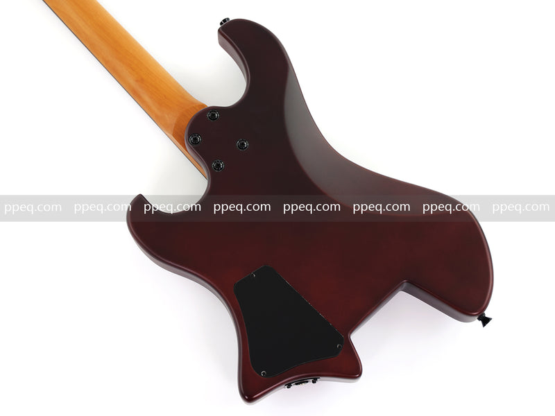 6-String Solid Body Headless Electric Guitar with Matte Dark Cherry Red Finish (HY-2542)