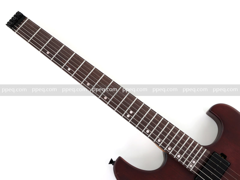 6-String Solid Body Headless Electric Guitar with Matte Dark Cherry Red Finish (HY-2542)