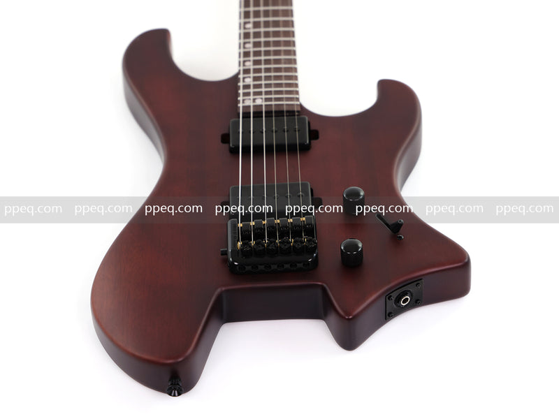 6-String Solid Body Headless Electric Guitar with Matte Dark Cherry Red Finish (HY-2542)