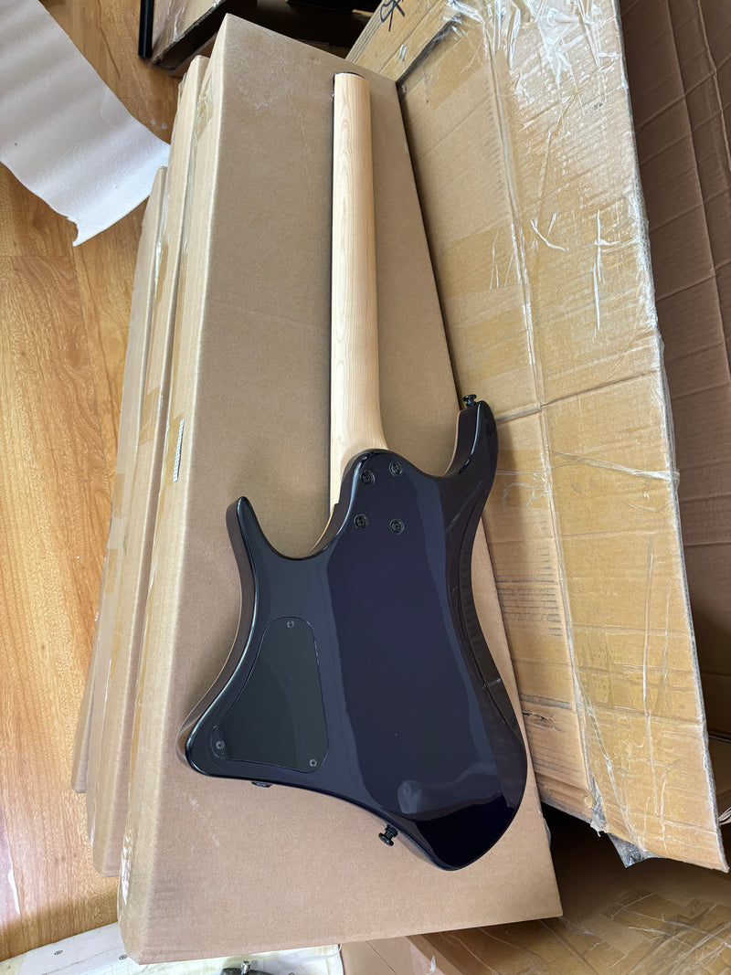 6-String Headless Electric Guitar with Burl Maple Veneer Top (YY-644)