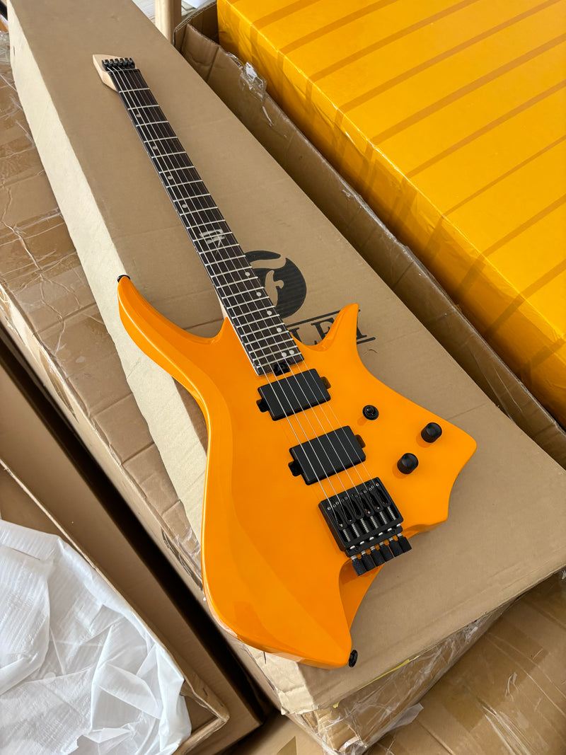 6-String Headless Electric Guitar with Gloss Orange Finish (WT-670)