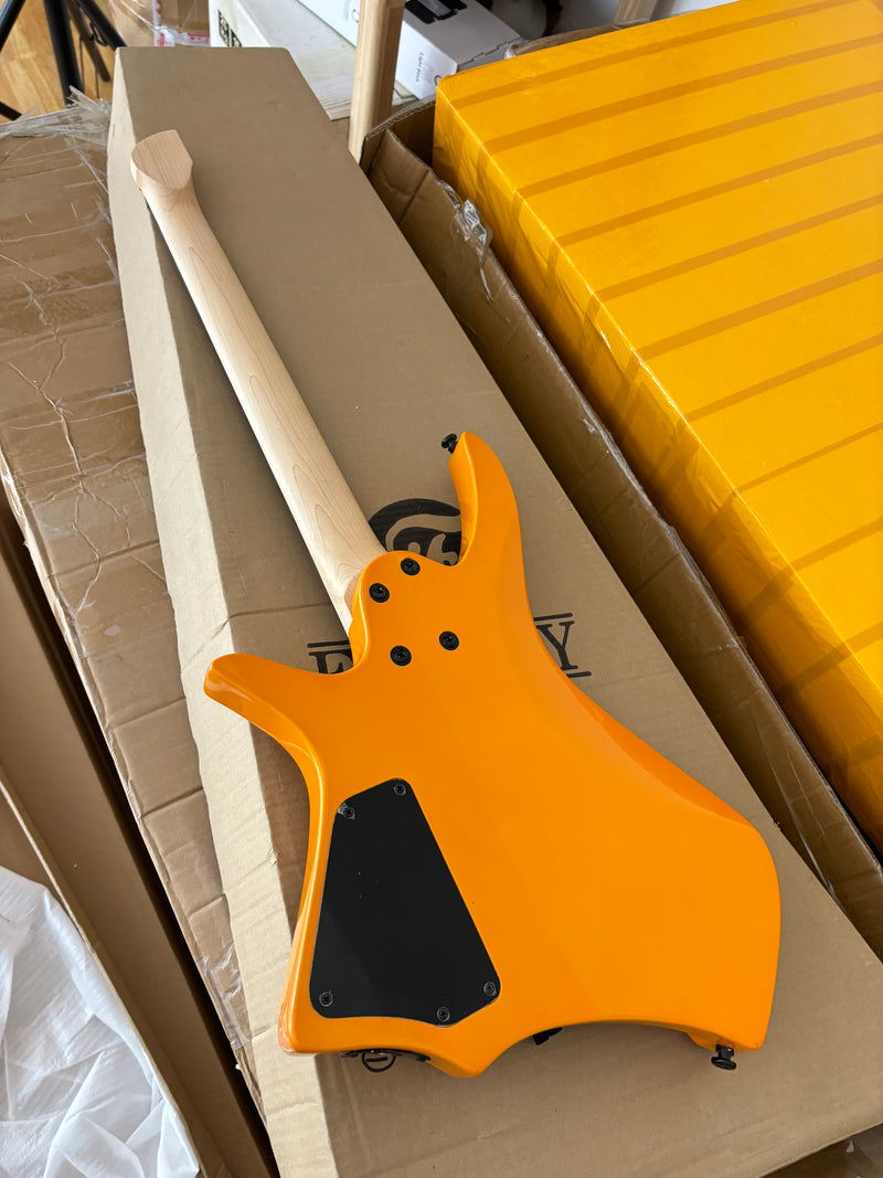 6-String Headless Electric Guitar with Gloss Orange Finish (WT-670)
