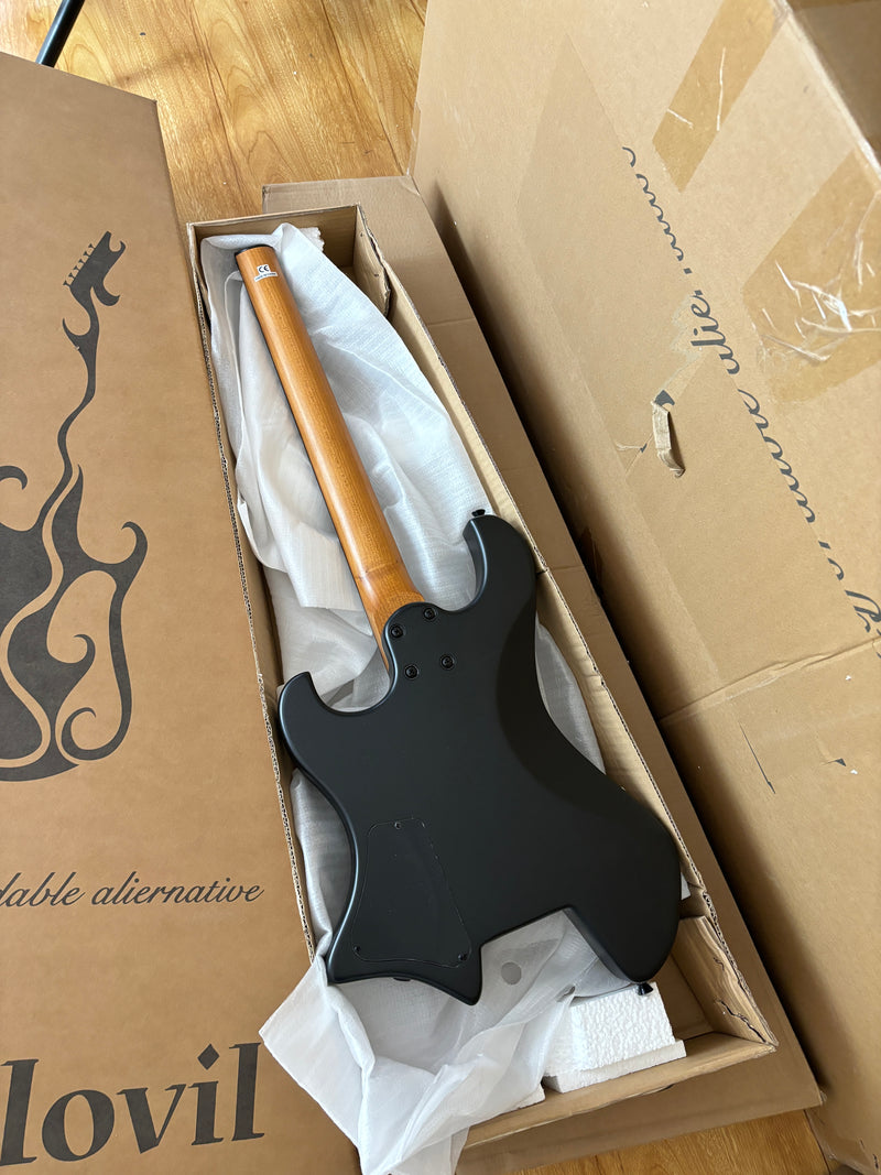 6-String Headless Electric Guitar with Matte Dark Black Finish (HY-2543)
