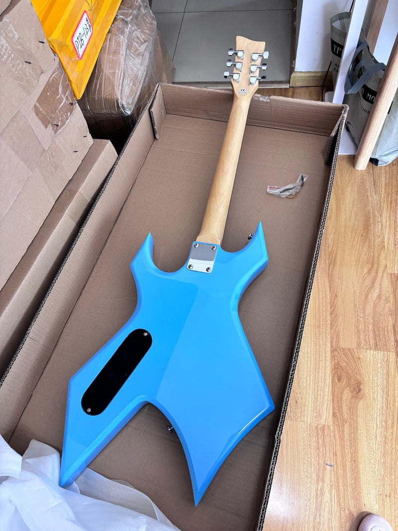 6-String Pastel Blue Gloss Finish Electric Guitar (HY-2501)