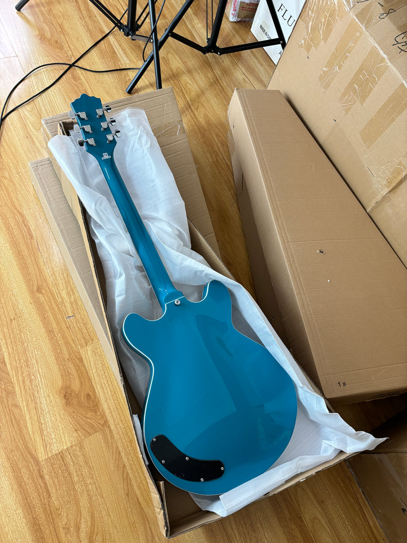 6-String Resonator Electric Guitar with Gloss Turquoise Blue Finish (HY-2545)