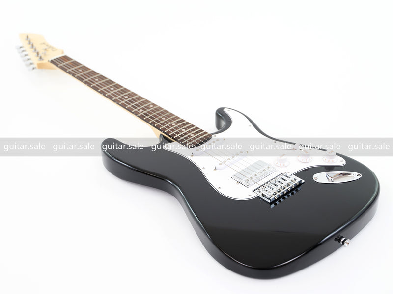 6-String ST-Style Electric Guitar with Gloss Black Finish (PHY-161F, Fast Shipping, Tariff-free)