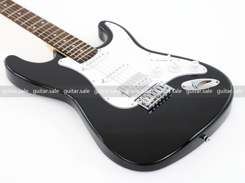 6-String ST-Style Electric Guitar with Gloss Black Finish (PHY-161F, Fast Shipping, Tariff-free)