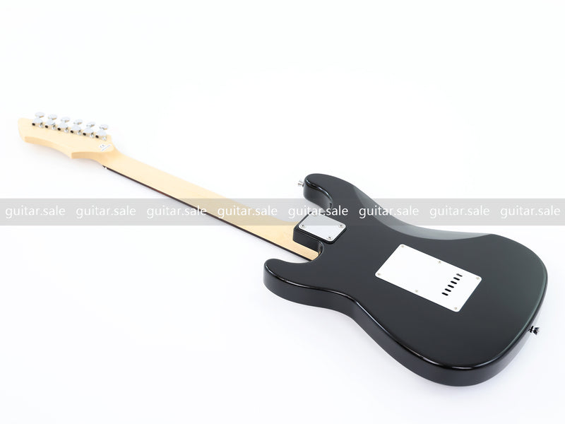 6-String ST-Style Electric Guitar with Gloss Black Finish (PHY-161F, Fast Shipping, Tariff-free)