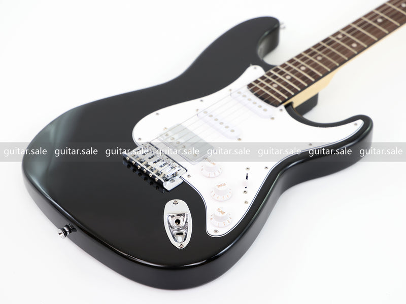 6-String ST-Style Electric Guitar with Gloss Black Finish (PHY-161F, Fast Shipping, Tariff-free)
