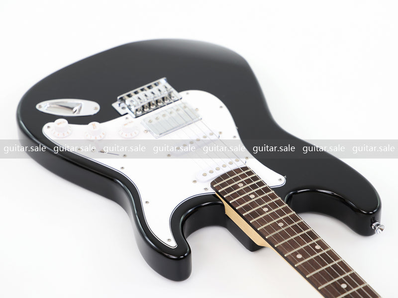 6-String ST-Style Electric Guitar with Gloss Black Finish (PHY-161F, Fast Shipping, Tariff-free)