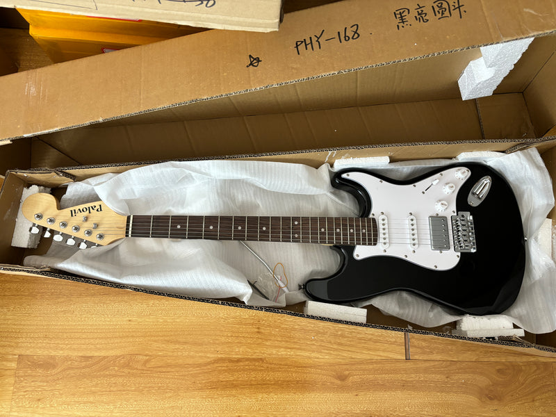 6-String ST-Style Electric Guitar with Gloss Black Finish (PHY-168F, Fast Shipping, Tariff-free)
