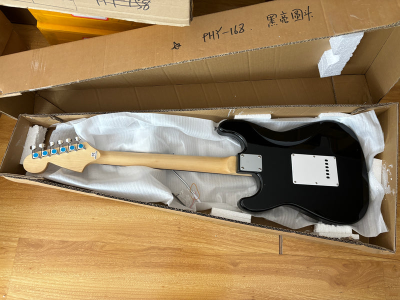 6-String ST-Style Electric Guitar with Gloss Black Finish (PHY-168F, Fast Shipping, Tariff-free)