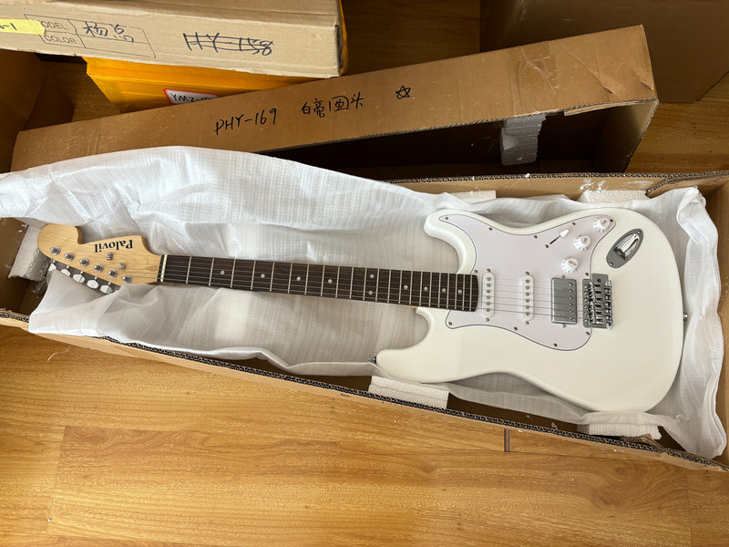 6-String ST-Style Electric Guitar with Gloss White Finish (PHY-169F, Fast Shipping, Tariff-free)