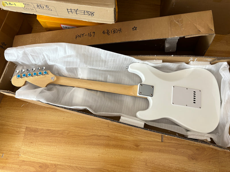 6-String ST-Style Electric Guitar with Gloss White Finish (PHY-169F, Fast Shipping, Tariff-free)