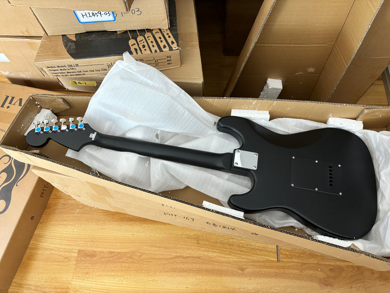 6-String ST-Style Electric Guitar with Matte Black Finish (PHY-172F, Fast Shipping, Tariff-free)