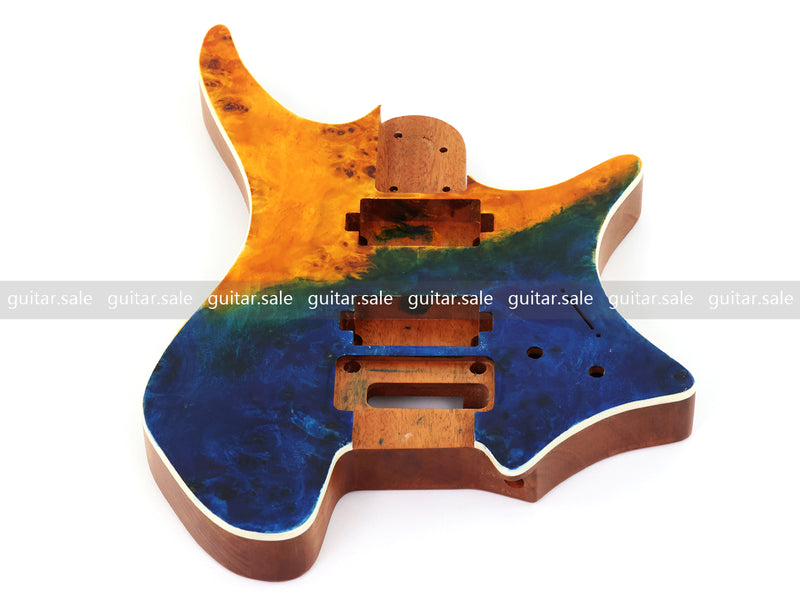 6 String Headless Solid Mahogany Electric Guitar Body with Satin Finish (YMB-015)