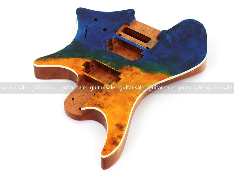 6 String Headless Solid Mahogany Electric Guitar Body with Satin Finish (YMB-015)