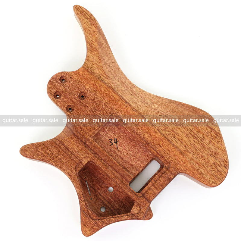 6 String Headless Solid Mahogany Electric Guitar Body with Satin Finish (YMB-017)