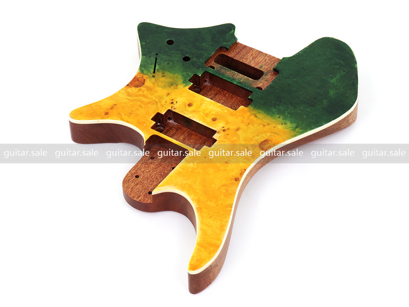 6 String Headless Solid Mahogany Electric Guitar Body with Satin Finish (YMB-017)