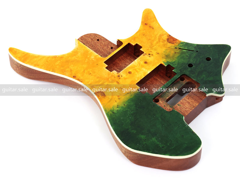 6 String Headless Solid Mahogany Electric Guitar Body with Satin Finish (YMB-017)