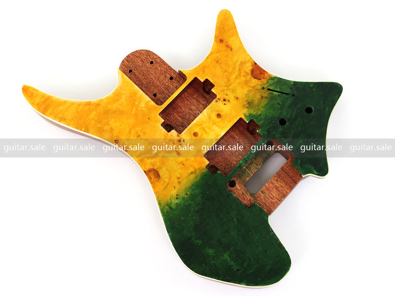 6 String Headless Solid Mahogany Electric Guitar Body with Satin Finish (YMB-017)