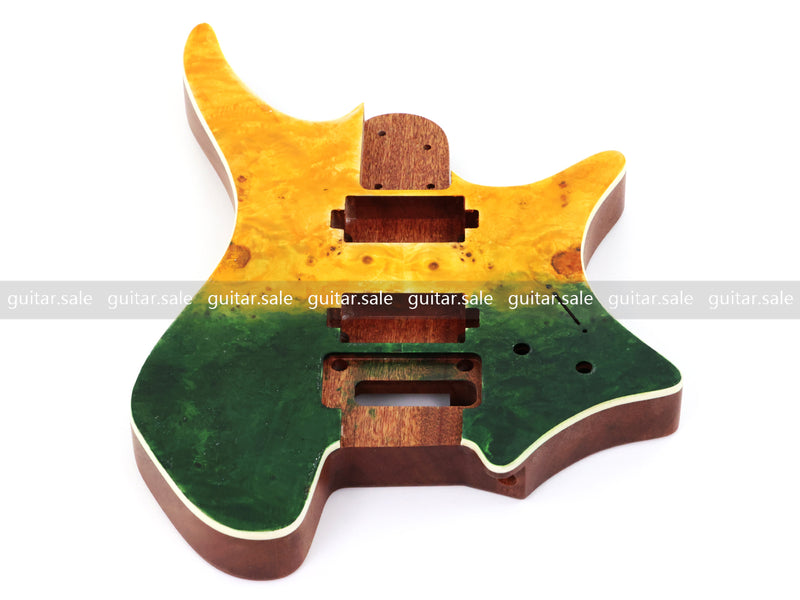 6 String Headless Solid Mahogany Electric Guitar Body with Satin Finish (YMB-017)
