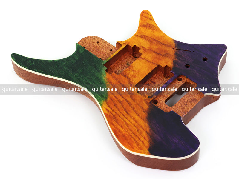 6 String Headless Solid Mahogany Electric Guitar Body with Satin Finish (YMB-025)