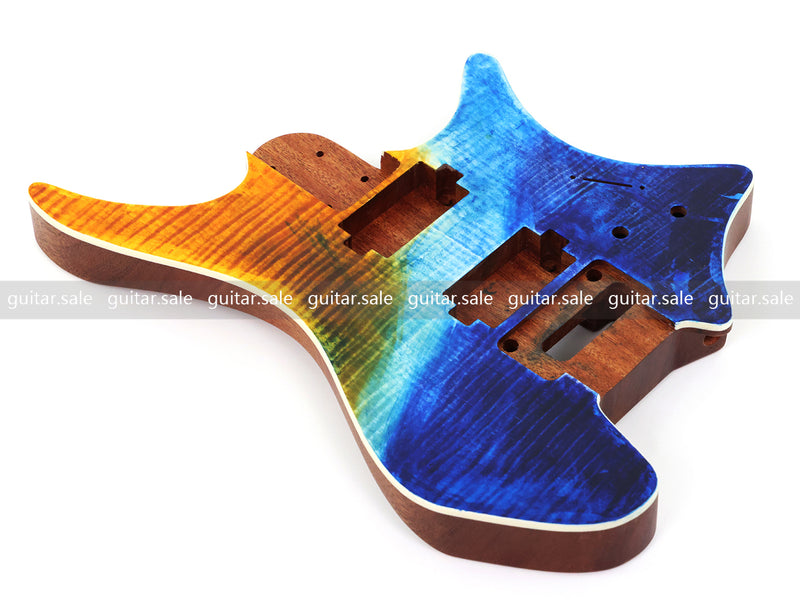 6 String Headless Solid Mahogany Electric Guitar Body with Satin Finish (YMB-032)