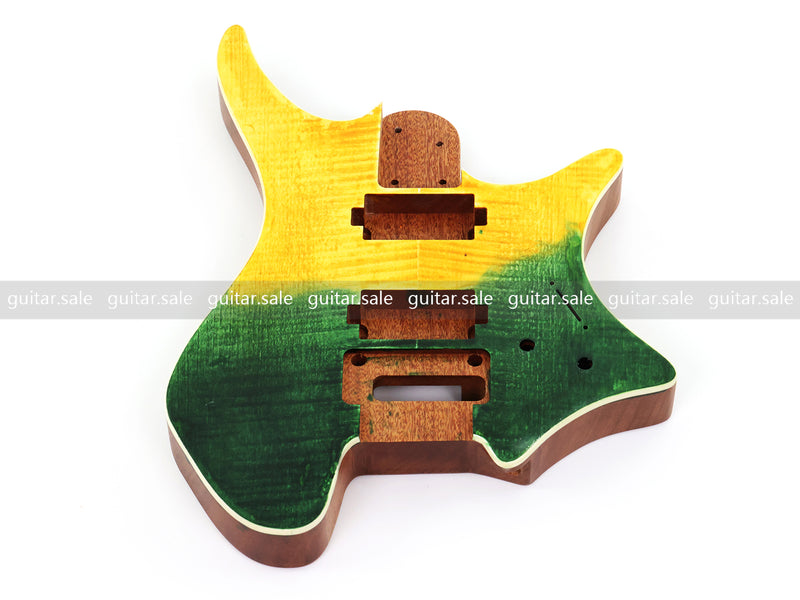 6 String Headless Solid Mahogany Electric Guitar Body with Satin Finish (YMB-033)
