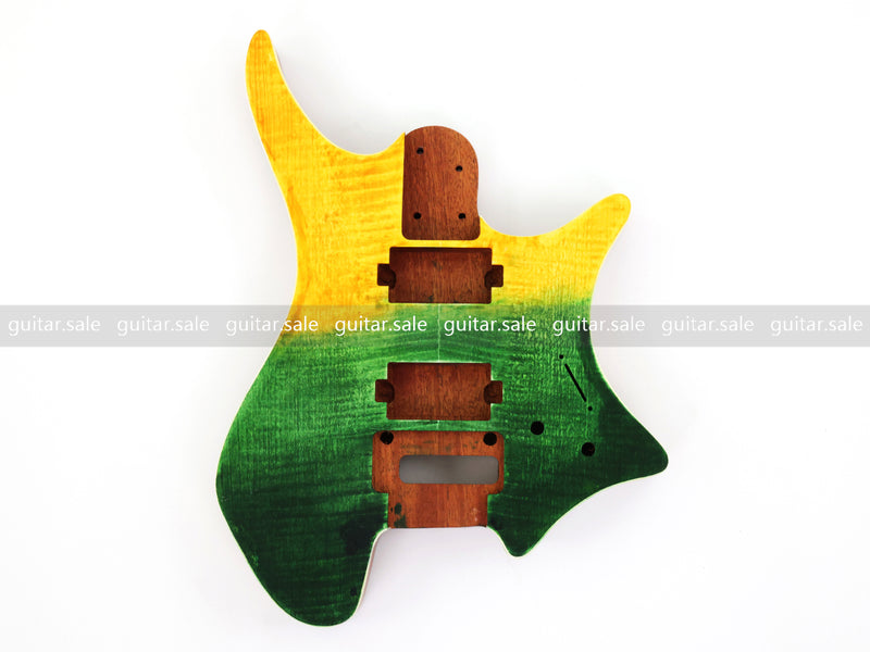 6 String Headless Solid Mahogany Electric Guitar Body with Satin Finish (YMB-037)