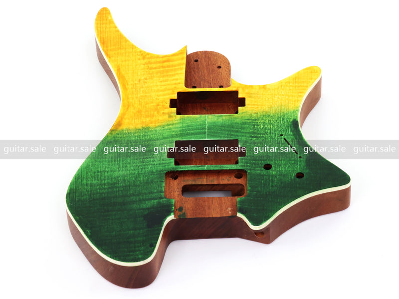 6 String Headless Solid Mahogany Electric Guitar Body with Satin Finish (YMB-037)